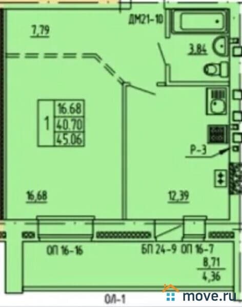 1-комн. квартира, 45 м²