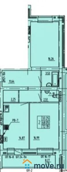 2-комн. квартира, 72 м²