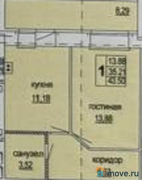 1-комн. квартира, 43 м²