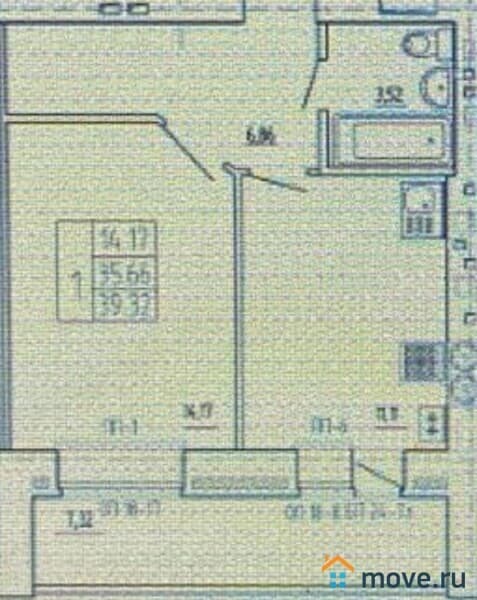 1-комн. квартира, 39 м²