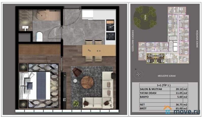2-комн. квартира, 65 м²