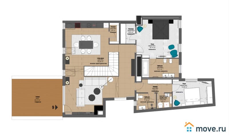 4-комн. пентхаус, 153 м²