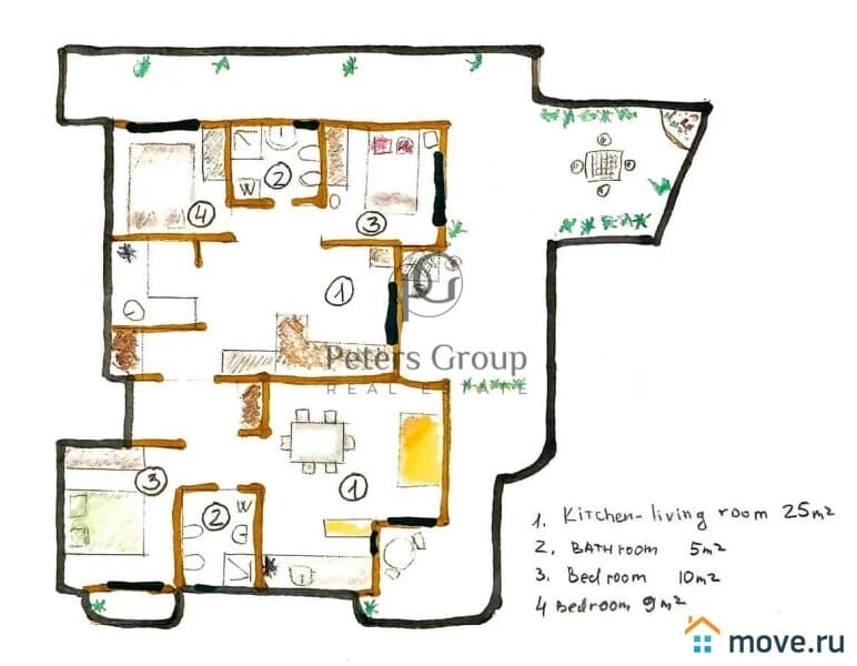 5-комн. квартира, 167 м²