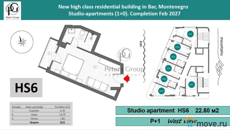 студия, 37 м²