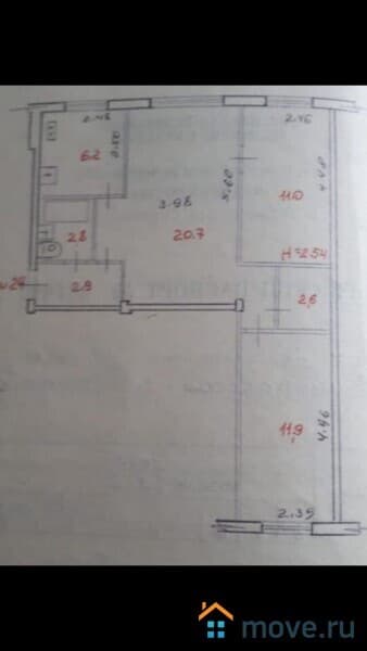 3-комн. квартира, 58.1 м²