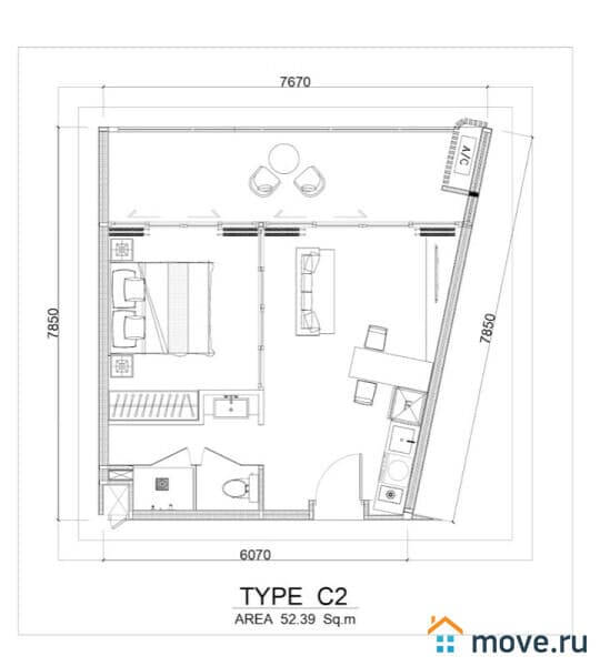 2-комн. квартира, 55 м²
